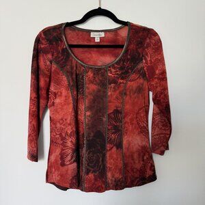 Dress Barn‎ Y2K Boho Velvet Corset Artsy Paisley Fairy Grunge Top Small